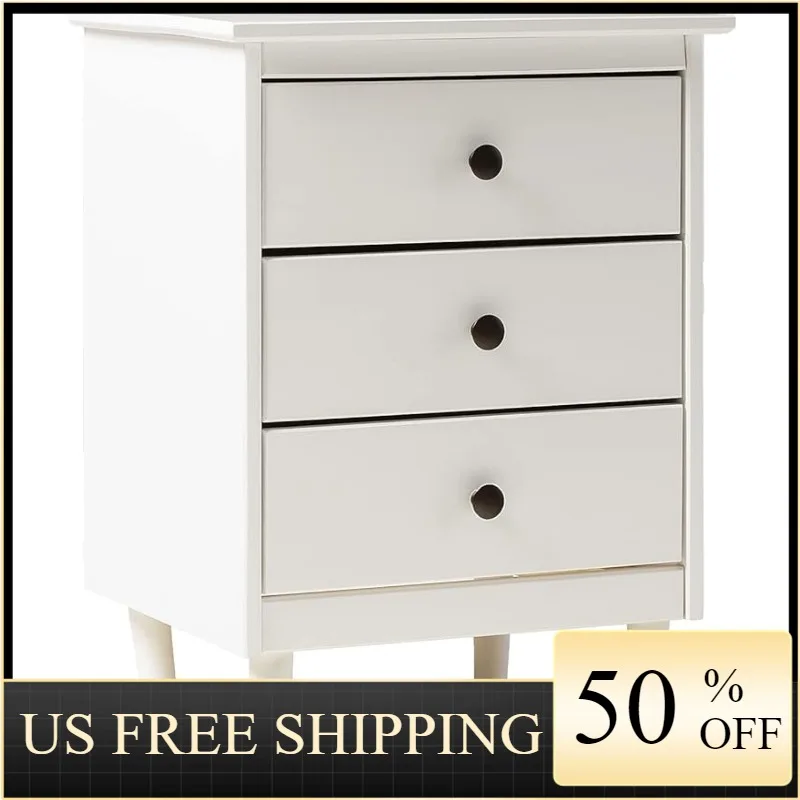 

Walker Edison Traditional Wood 3 Drawer Nightstand Side Table Bedroom Storage Drawer and Shelf Bedside End Table, 18 Inch, White