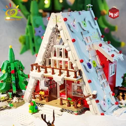 HUIQIBAO Christmas MOC Santa Claus House Model Building Blocks Children New Year DIY Exclusive Cabin Toys for Adult Bricks Gift