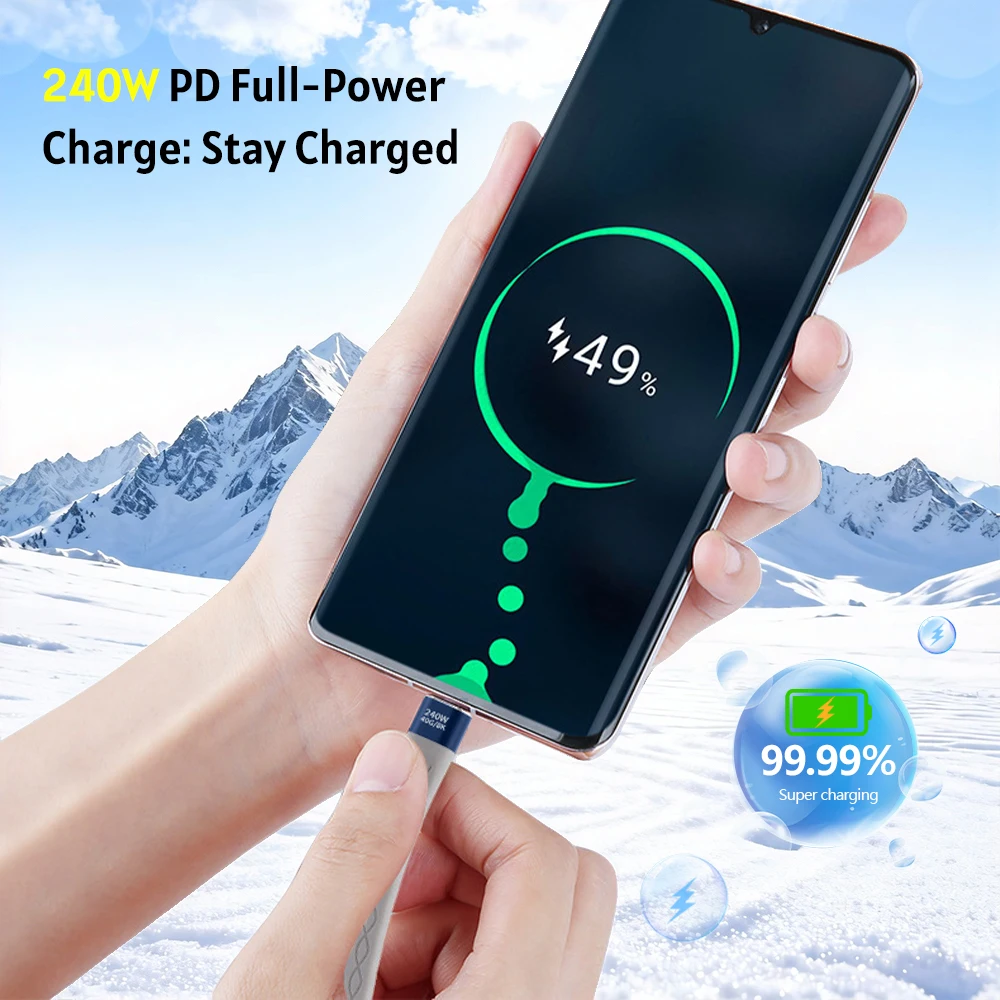 USB 4.0 Type-C Dual-Ended FPC Flat Cable PD 240W Fast Charging & 40GB Transfer Thunderbolt 4 Full-Function Cable