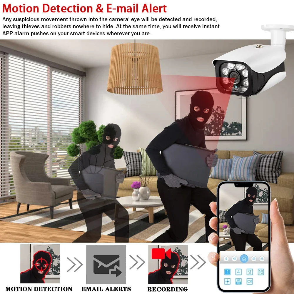 8MP POE CCTV Security Camera System 8CH Outdoor Waterproof IP Bullet Camera Video Surveillance Kit H.265 4K POE NVR Kit XMEYE