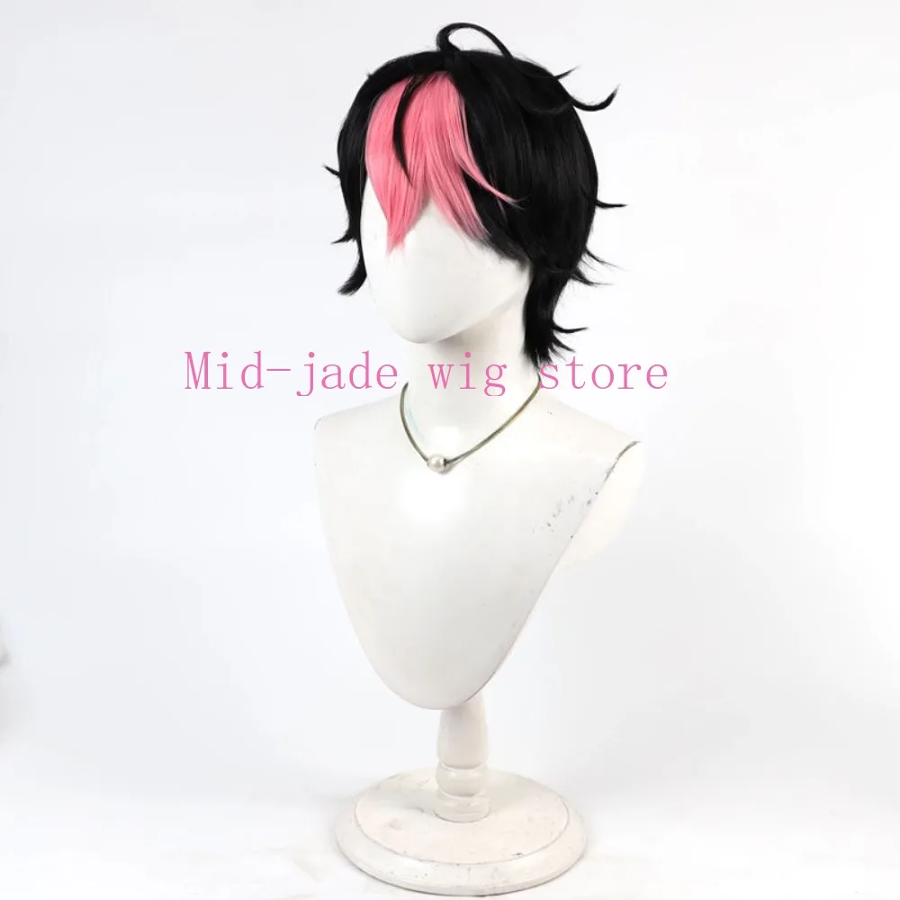 Virtual Idol Character LAN Cosplay Wig Black Two Tone Bangs Styled Synthetic Hair for Stage Concert Convention