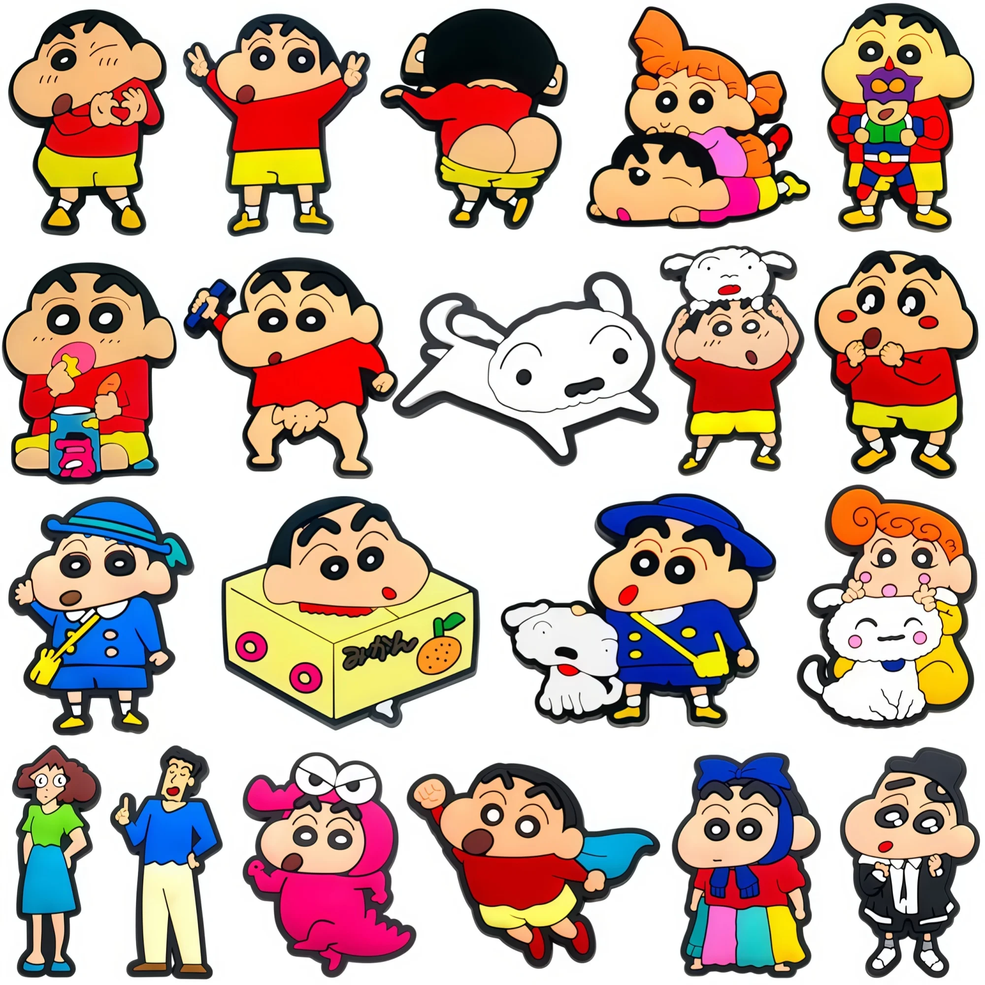 10/20PCS Crayon Shinchan Shoe Charms Cute Anime PVC Shoe Decorations Removable Shoe Accessories DIY Charms For Crocs Clogs Gift