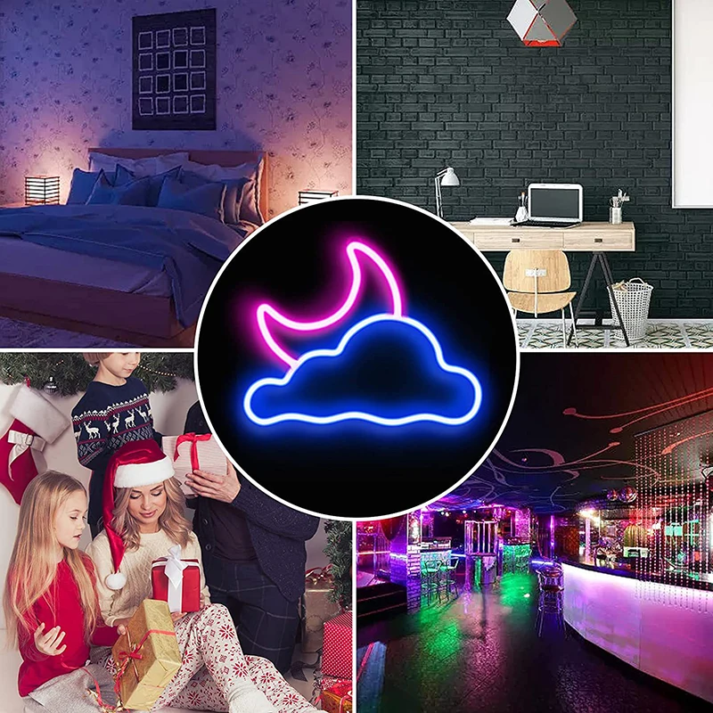 Rainbow Star Moon Neon Sign Light LED Wall Decoration Lamp Nightlight for Bar Shop Room Tent Party Festival Gift USB plug