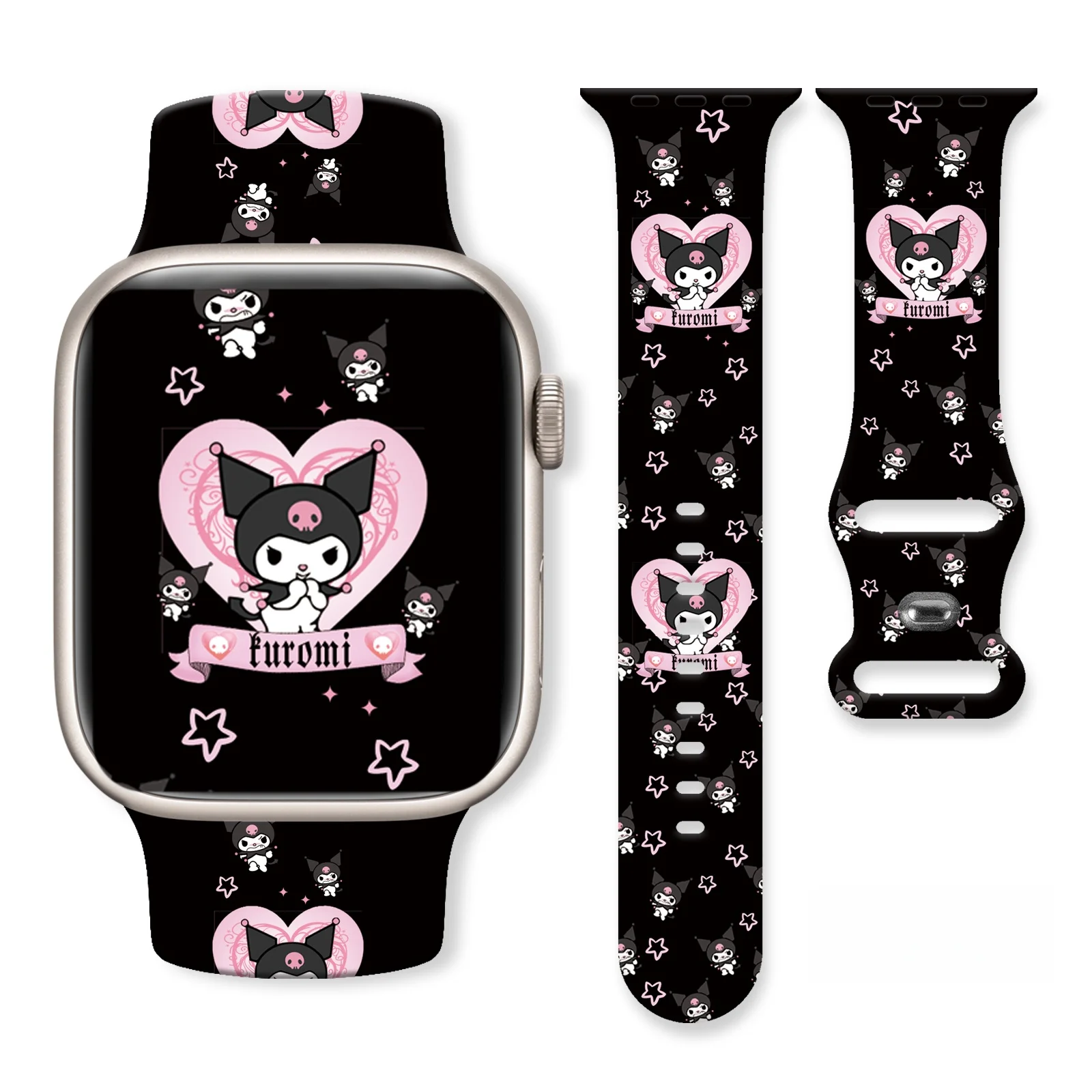 

Sanrio Sweet Cool Kuromi Strap for Apple Watch 11 10 9 Silicone Band Replaceable Bracelet for iWatch 46mm 44mm 42/41mm Watchband