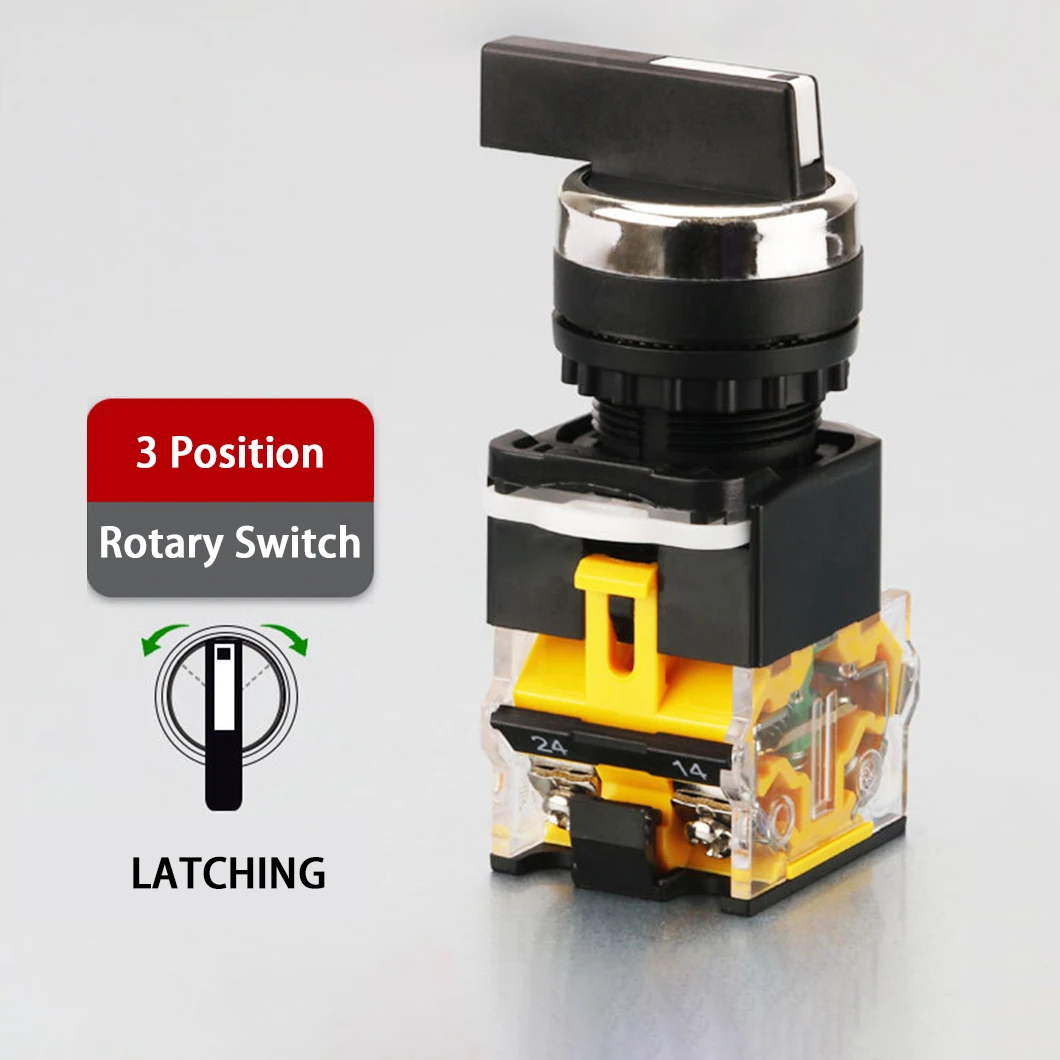 LA38-X11 Long Handle Knob Switch Latching/Momentary Conversion Switch Button 22MM 2nd Gear 3rd Gear Selection Button