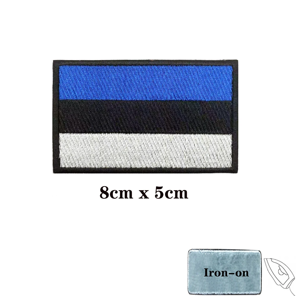 1PC Flag Of Estonia Armband Embroidered Patch Hook & Loop Or Iron On Embroidery  Badge Cloth Military Moral Stripe