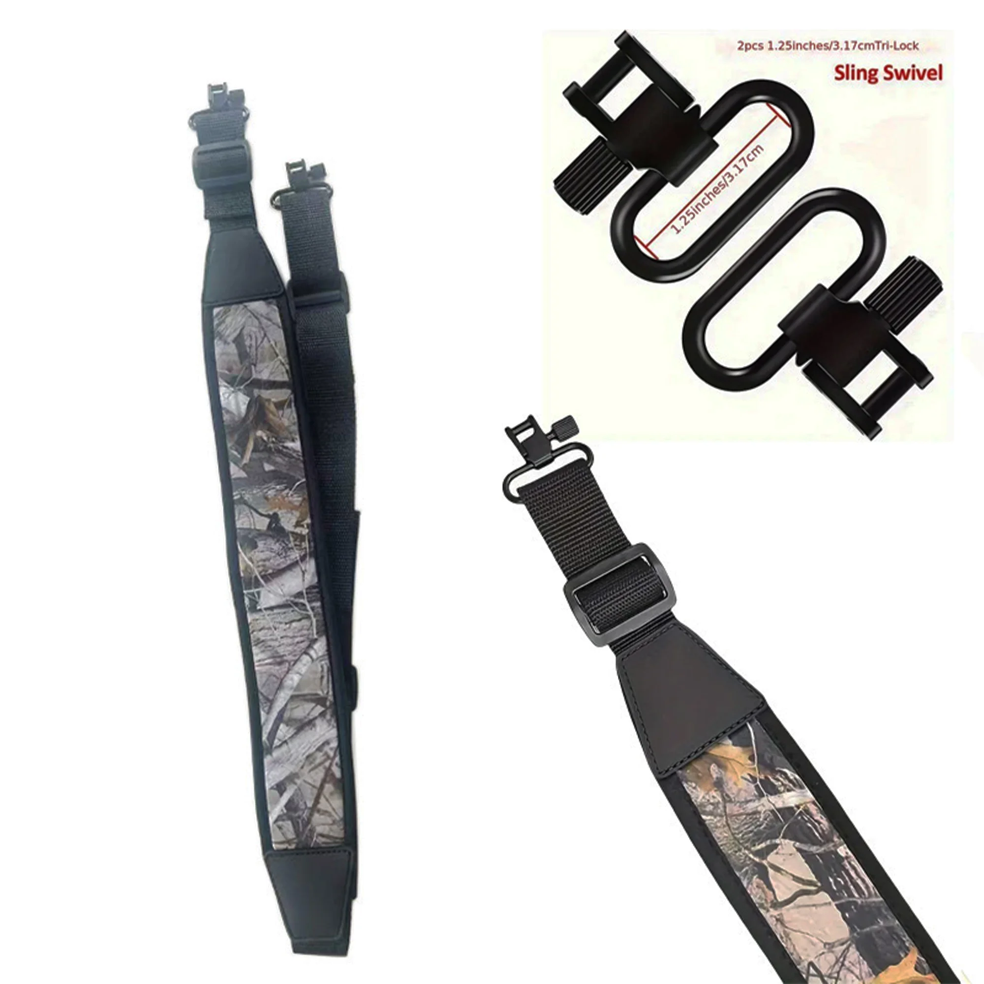 Universal Adjustable Hunting Gun  Shoulder Strap 2-Point Design With Rotating Buckle Swivel Sling Durable Non-Slip Neoprene Pad