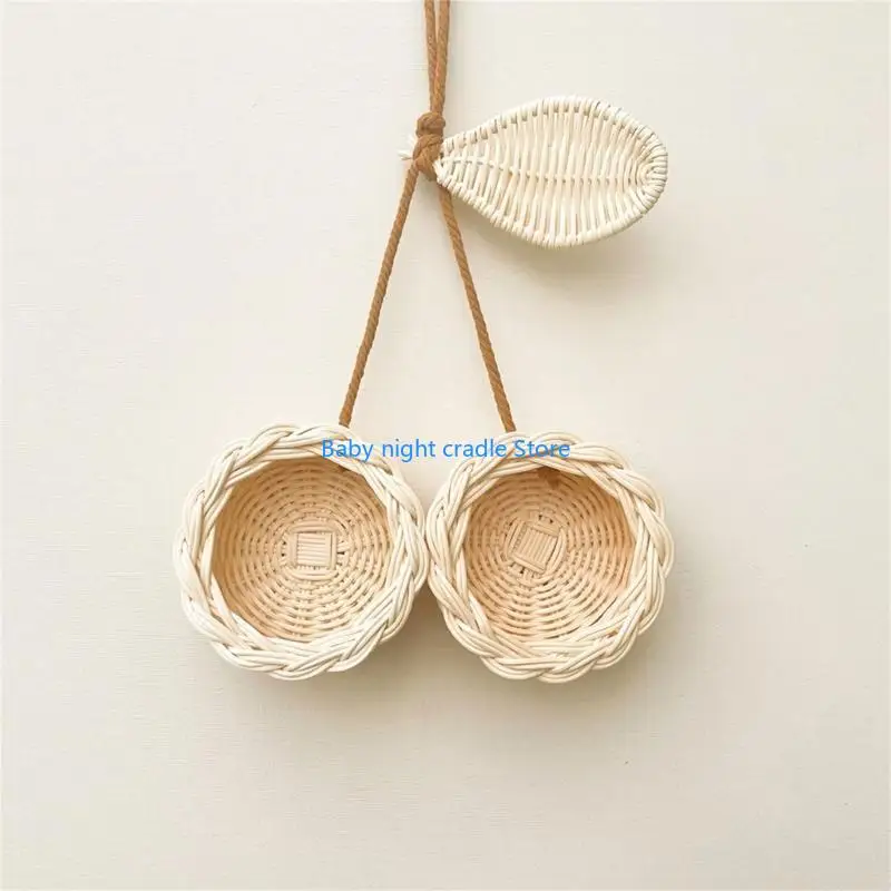 

J2FF Wall Hanging Decors for Kids Bedroom Baby Photography Backdrop Handwoven Rattan Fruit Nursery Room Wall Decoratons