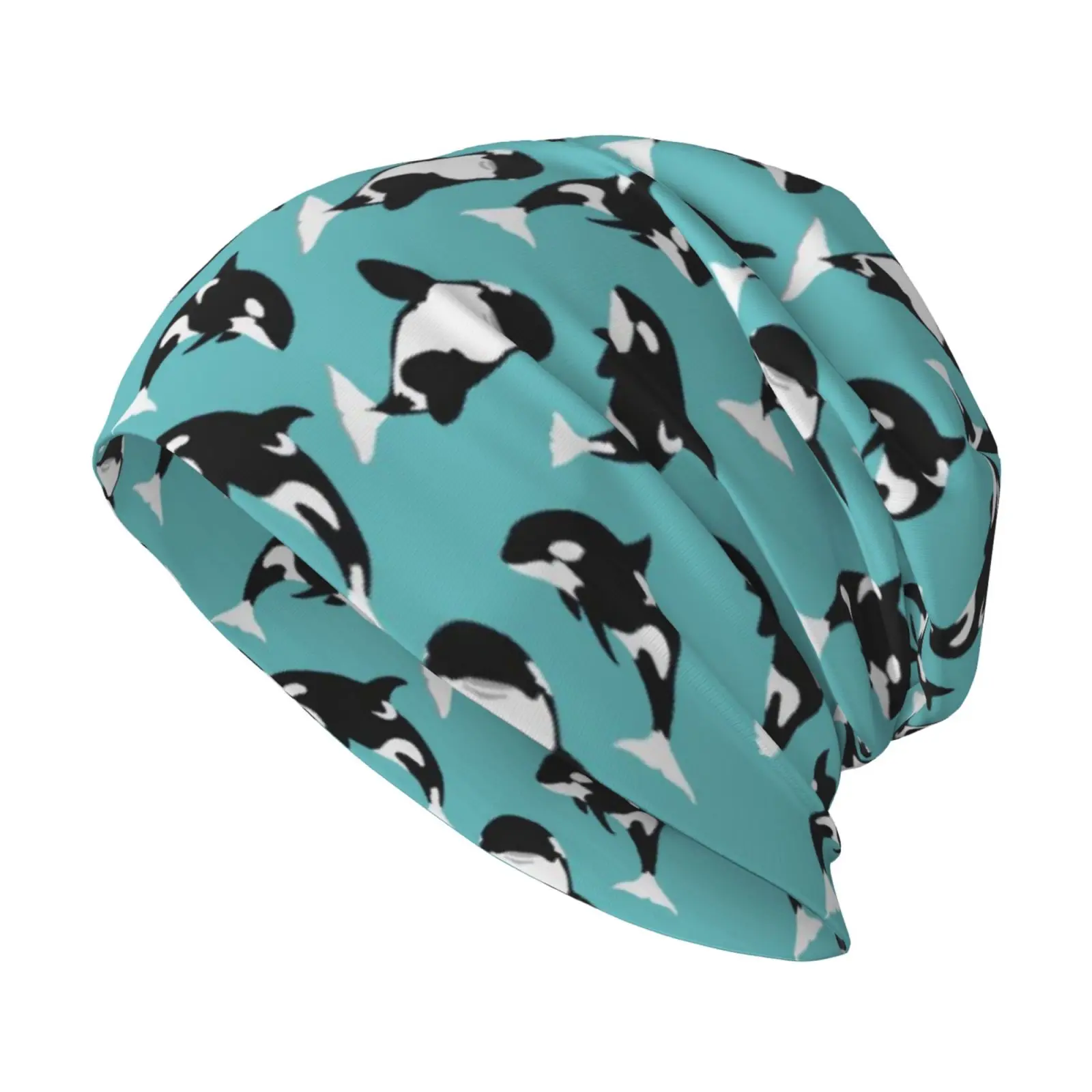 Orca Killer Whales Pattern on Blue Warm Knitted Cap Hip Hop Bonnet Hat Autumn Winter Outdoor Beanies Hats for Unisex Adult