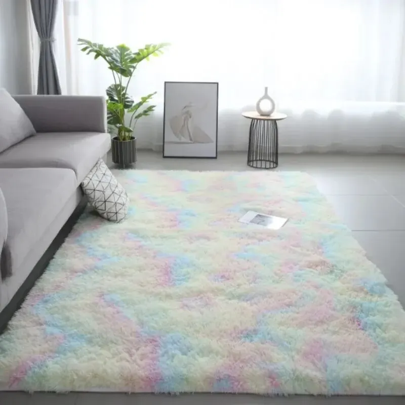 VIKAMA Solid Color Shag Rug Living Room Carpet Soft Rainbow Kids Carpet, Girls Bedroom Carpet, Pink Unicorn Room Decoration