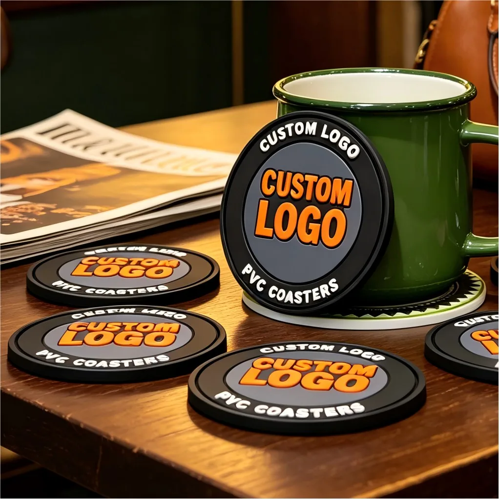 Custom Printed Logo Tea Coffee Cup Mat Durable Heat-Resistant PVC Silicone Soft Rubber Coasters for Insulation