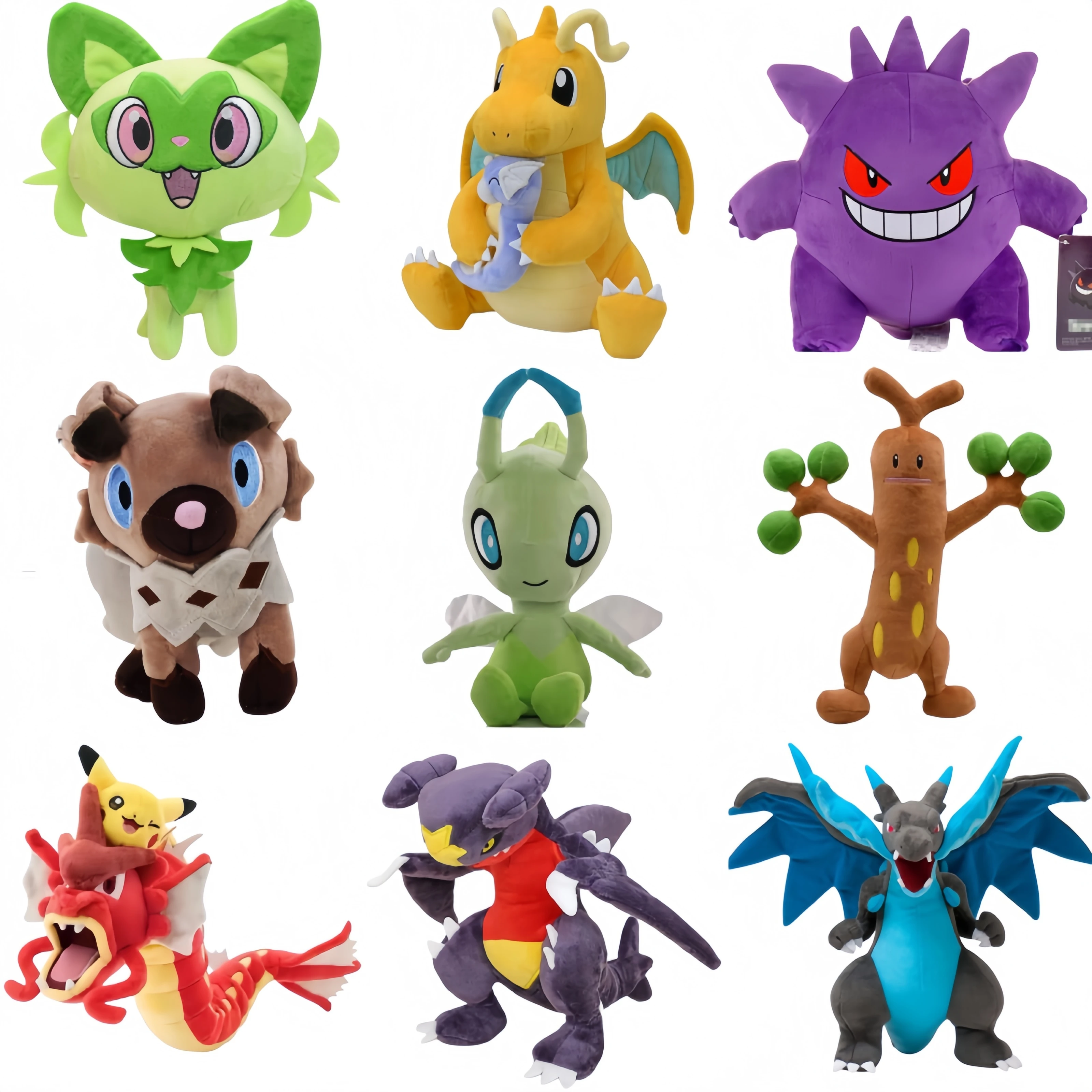 Pokemon Pikachu Plush Celebi Sudowoodo Rockruff Peluche Toys Shiny Charizard XY Garchomp Chikorita Gyarados Dragonite Doll Gift