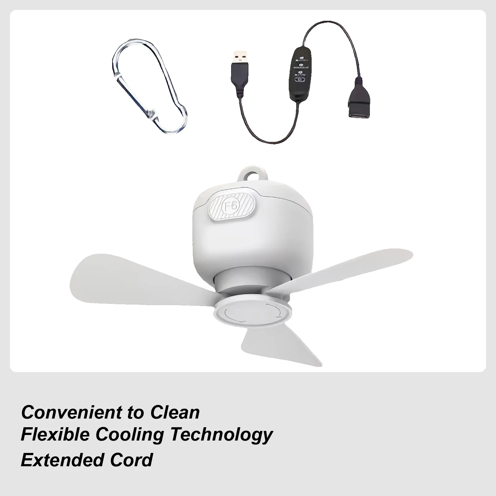 

Portable Ceiling Fan For Tent Hangable Ventilator For Gazebo 3-Speed Adjustable USB Ceiling Fan For Porch Tent RV Canopy