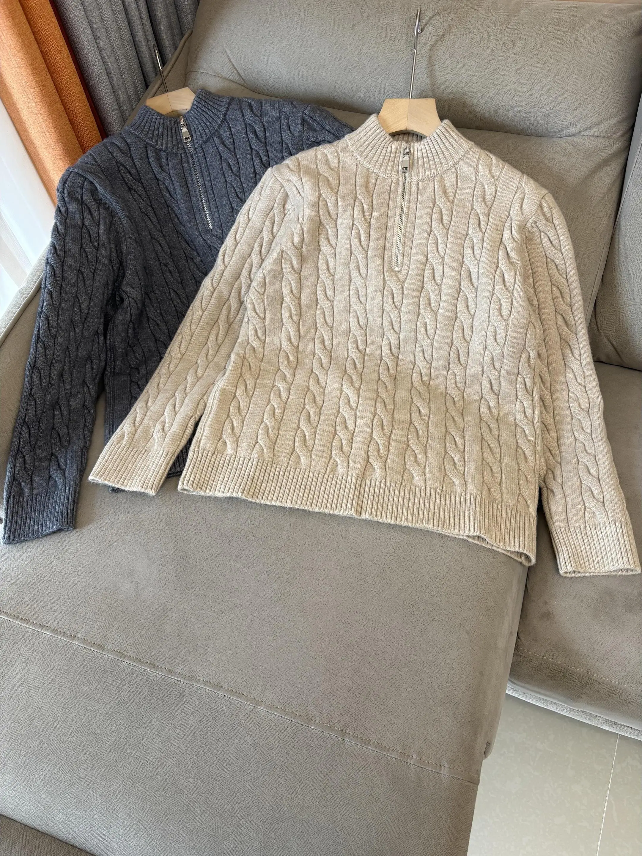 

Italian LP old money wind half zipper knitted sweater