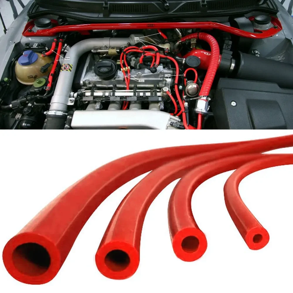 Tuyau en silicone pour aspirateur de voiture, tuyau de ligne de course rouge, tube souple de haute qualité, universel, 3mm, 5mm, 4mm, 6mm, 8mm,