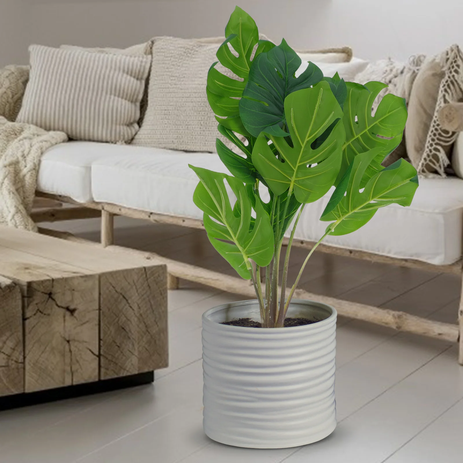 

1pc Realistic Monstera Potted Plant Artificial Indoor Decor For Living Room Garden Office Home Wedding Party Banquet