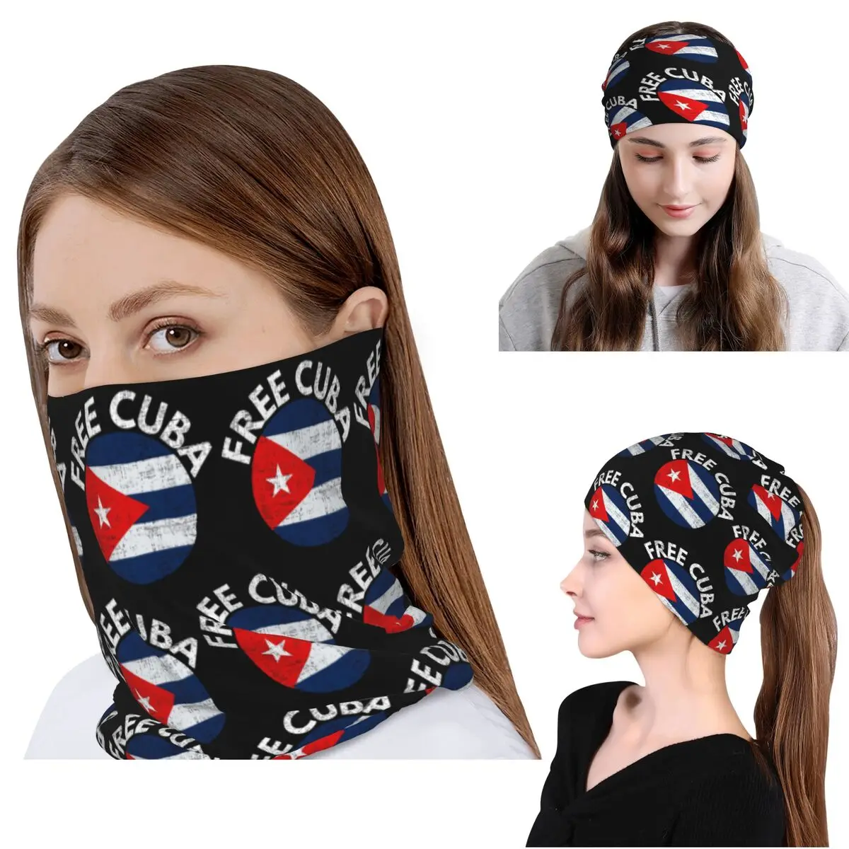 Cuban Cuba Country Flag Bandana Neck Cover Magic Scarf Multi-use Headwear Beanies Hat Unisex Adult All Season