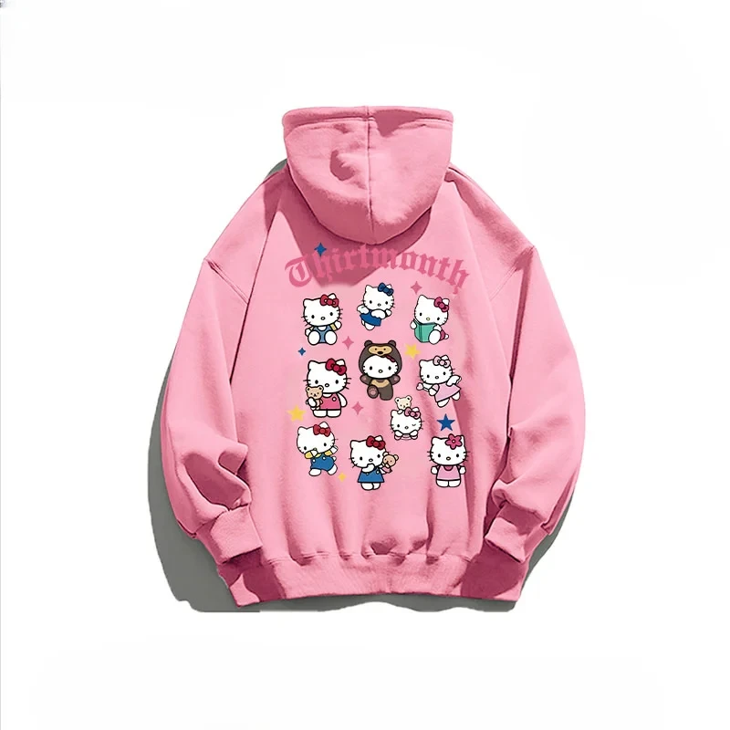 2024 Hot Selling Girls Hoodie Fashion Casual Spring and Autumn Winter New HelloKitty Printed Large Children\'s Cotton Hooded Coat