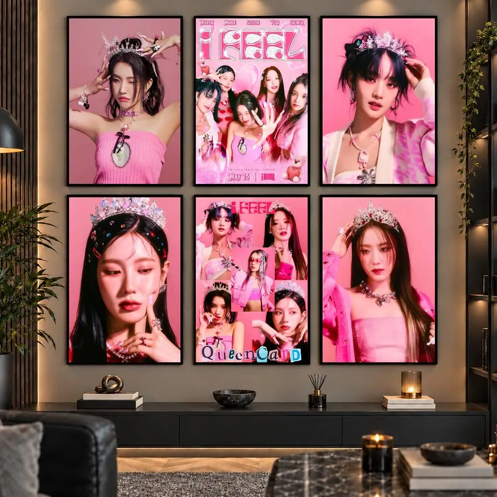 K-Pop Group I-I-DLE Painting Calligraphy Canvas Wall Art Prints for Living Room Bedroom Home Decor Gift