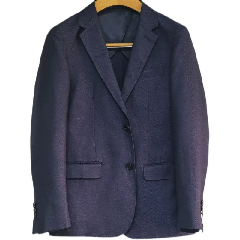 Men's Spring and Summer New Linen Blazer, Thin Vintage British Style Suit Jacket, Linen Material for Middle-Aged Business