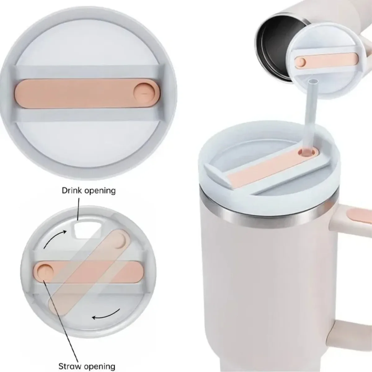 Sealing Splash Spill Proof Replacement Lids for Stanley 40 Oz Tumbler with Handle Cap Quencher H2.0 40oz Mug Cup Accessories