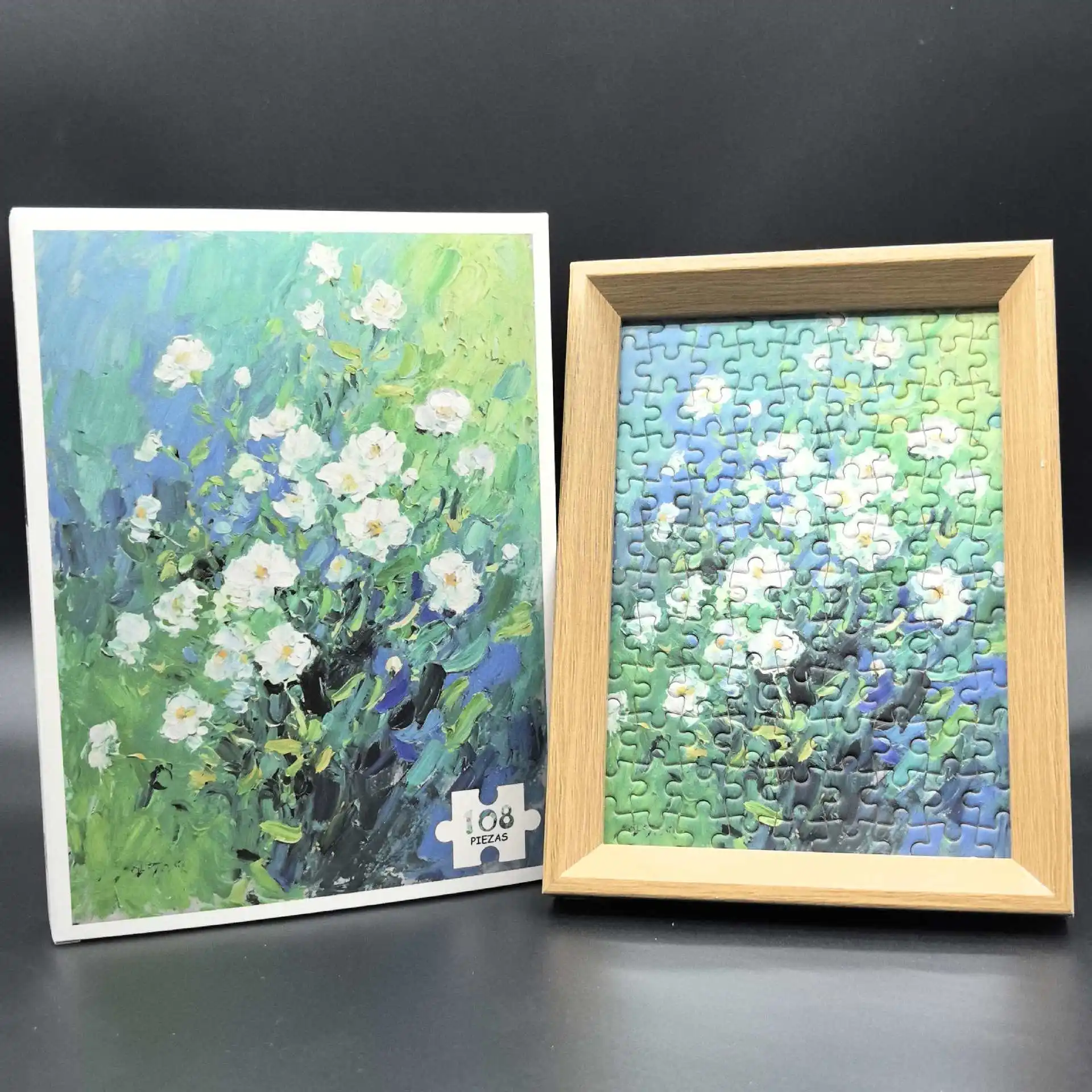 Flower Paper Puzzle 108 pieces Small puzzle Full set Holiday gifts White card color box Educational leisure Adult