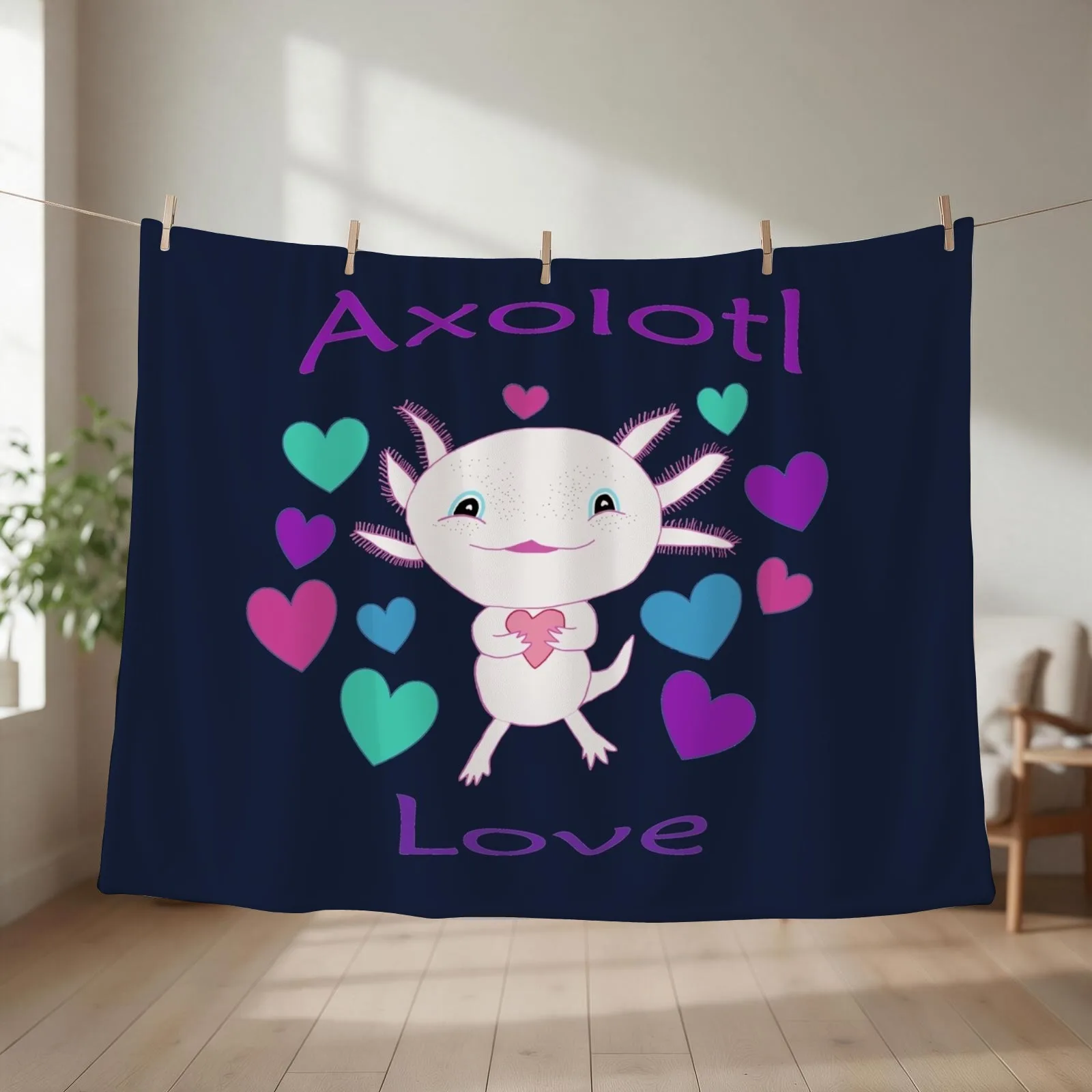 Axolotl, Axolotl Dark Blue Background, Axolotl Love, Adorable Axolotl, Cute Axolotl, Adorable Salamander, Cute Sal Throw Blanket