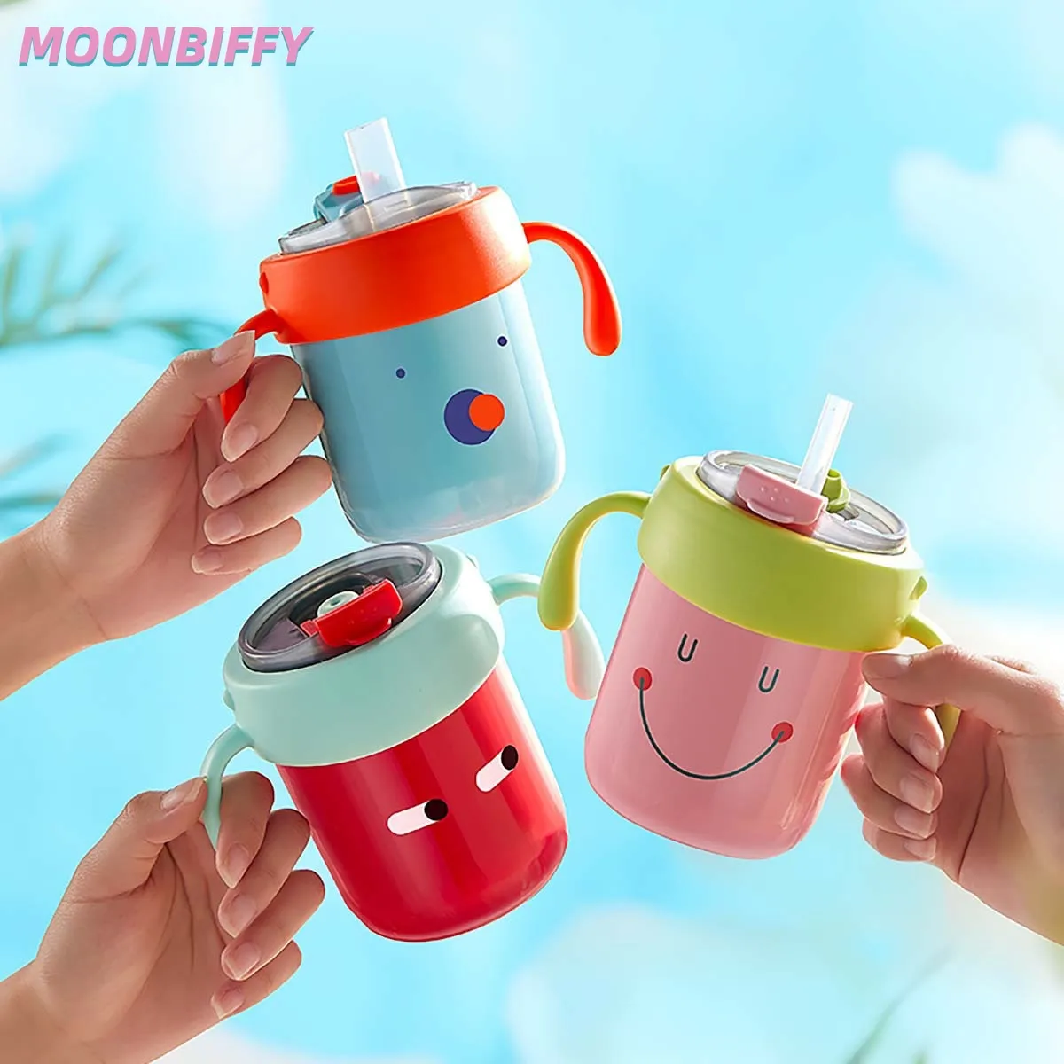 

300ml Baby Learning Drinking Cup Straw Cup Stainless Steel Children's Milk Cup with Scale Learning Drinking Cup for School Cups