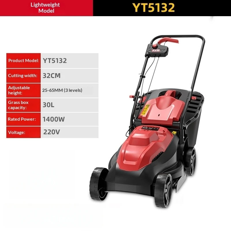 220V Elektrische Grasmaaier met Snoer 1400W 1600W 1800W 2200W Geschikt voor Gebruik in Huis en Tuin voor Trimmen, Maaien en Wieden van Gazons