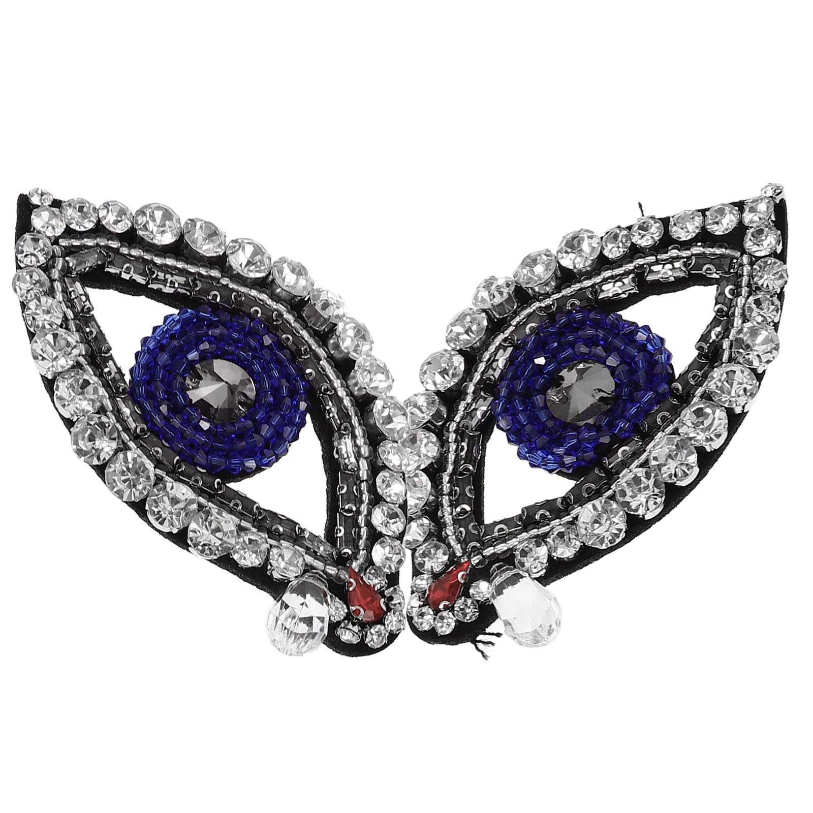 

2 Pcs Rhinestone Bead Cloth Patch Hat Accessories Cartoon Eye Delicate Applique Replaceable Clothes Embroidery Decorative