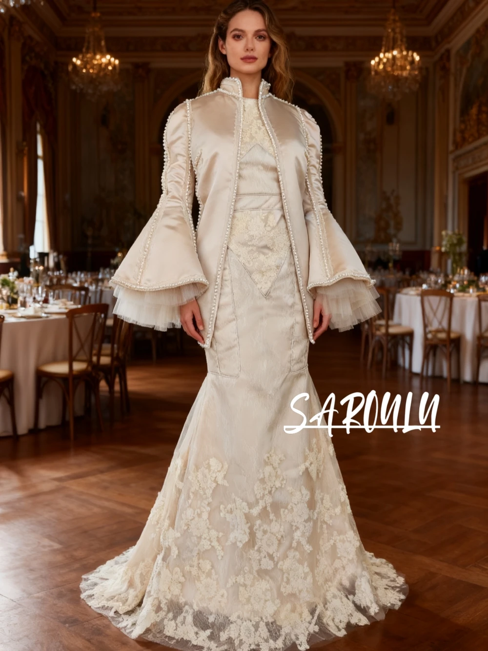 

Вечернее платье из двух предметов, пальто, осень-зима, торжественное платье для выпускного вечера, платья русалки со шлейфом для свадебной вечеринки, последние женские платья по индивидуальному заказу