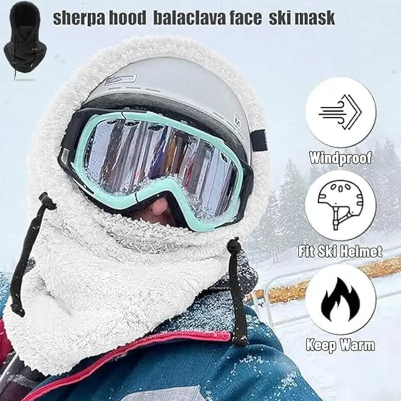 Ski Riding Hooded Masks Unisex Warm Ski Hooded Scarf Arctic Velvet Hood Ski Mask Warm Hood Adjustable Hiking Scarves 