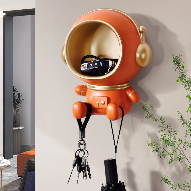Room Decorations Astronaut Wall Mounted Key Storage Holder Creative Wall Decor Organizer For Entryway Hallway Living Room Use