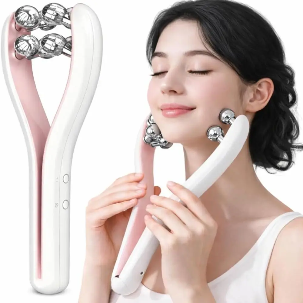 with 3D Roller Wireless Microcurrent Facial Massager 3 Intensity Levels Rechargeable Lifting Toning Tool Easy to Use Portable