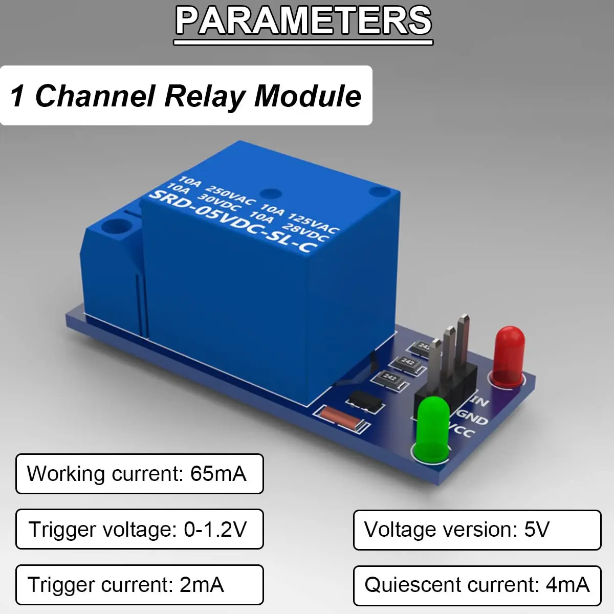 DC 5V 2mA 1 Channel Relay Module Board Shield Extension Board Relay Plate Low Level Trigger AC 250V/10A, DC 30V/10A