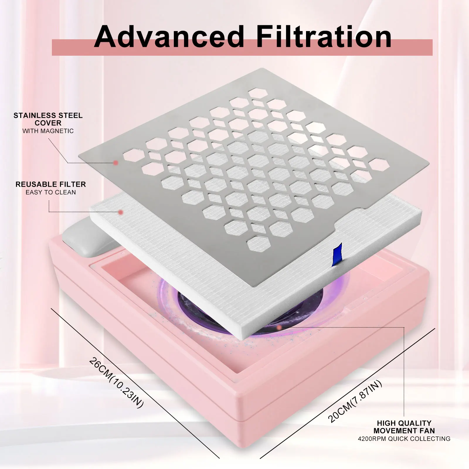 ชุดเครื่องดูดฝุ่นเล็บไฟฟ้า เครื่องดูดฝุ่นเล็บเสียงรบกวนต่ําพร้อมแปรงกันฝุ่นและที่กรองแบบใช้ซ้ําได้ เหมาะสําหรับการขัดเล็บ