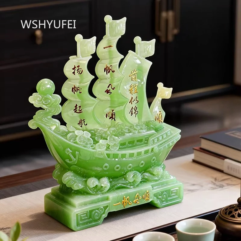 Sailing Ornament Smooth Sailing Auspicious Decoration Chinese Style Living Room Entrance Decoration Resin Crafts Figurines