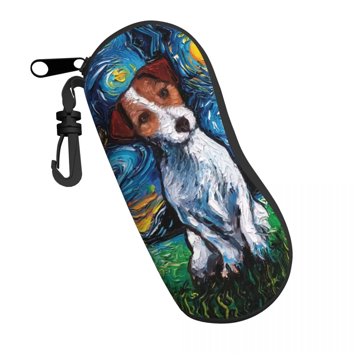 Jack Russell Terrier Pop Art Sunglasses Soft Case Neoprene Zipper Dog Lover Shell Eyeglass Case Protective Box For Glasses