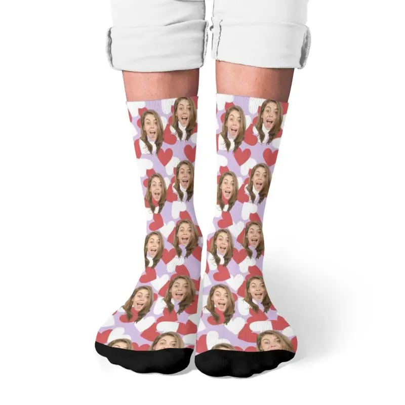 Customized printing of your photos, personalized long socks, colored socks, men's women neutral socks, fun and innovative socks,