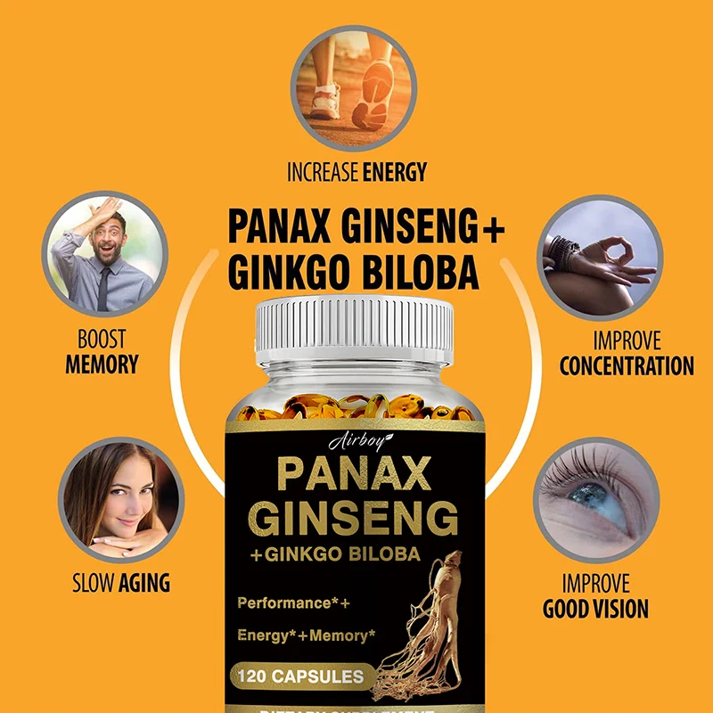 Cápsulas de Panax Ginseng + Ginkgo Biloba: promueven el enfoque y el rendimiento de la resistencia energética