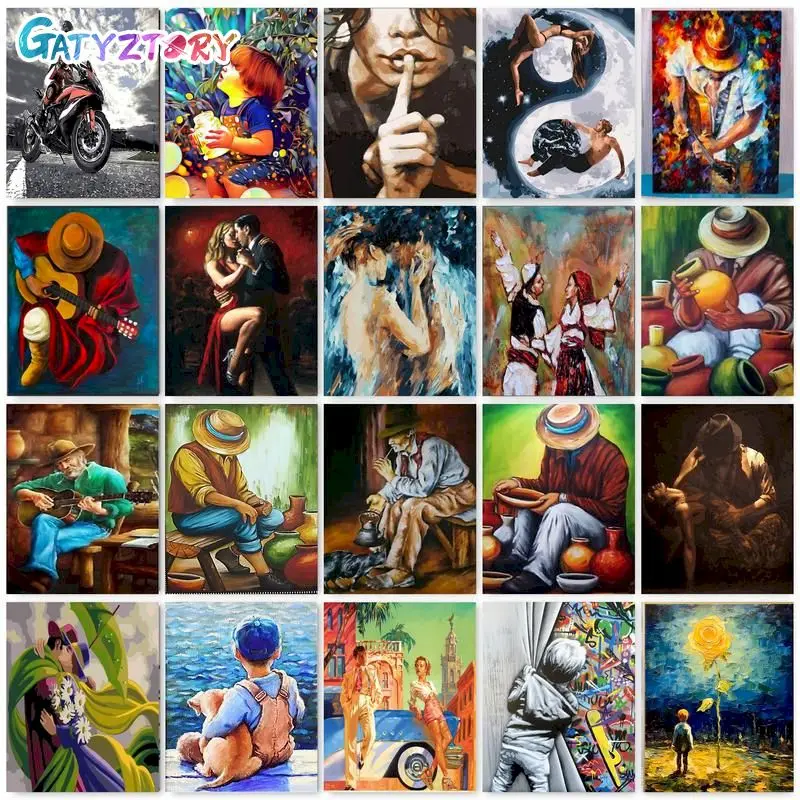 GATYZTORY DIY Paint By Numbers Handicrafts Paintings On Number Man Number Painting Home Decors Art Supplies For Adult Gift Figur