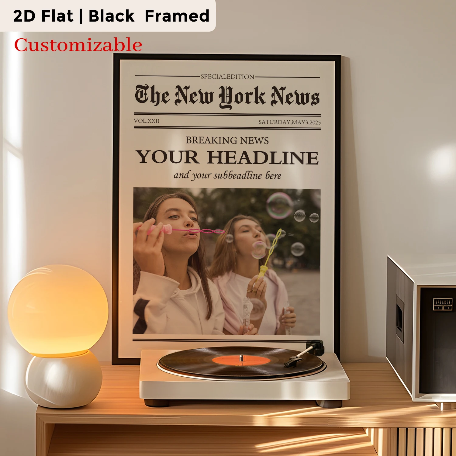 Personalized Custom Name Blessing Newspaper Gift Wall Art Print Picture Canvas Poster Painting For Living Room Home Decor