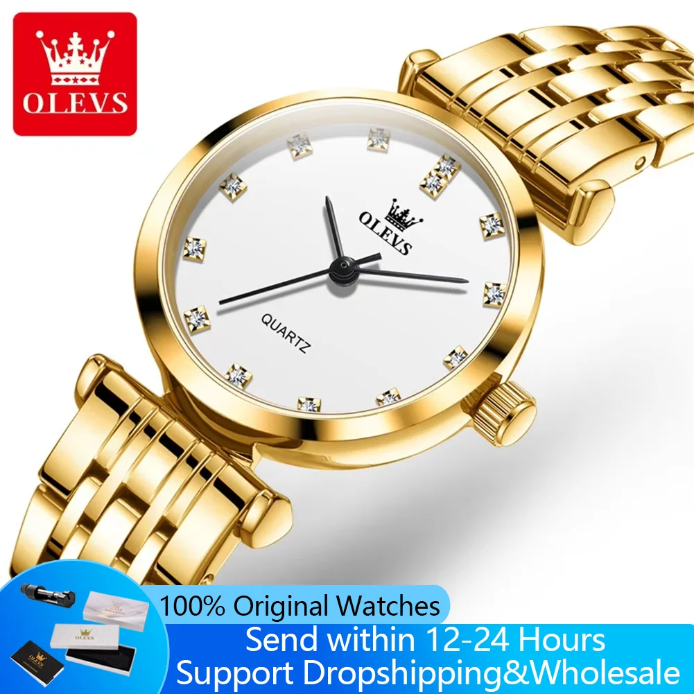 OLEVS 5596 Quartz Woman Watch Simple Fashion Diamond Scale Waterproof Watches Original Watch For Woman Elegant Ladies Wristwatch