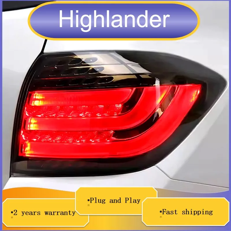 Car Accessories for  Toyota Highlander Tail Lights 2012 2013 2014 Highlander Taillight Rear DRL Fog Brake Turn Signal Reversing