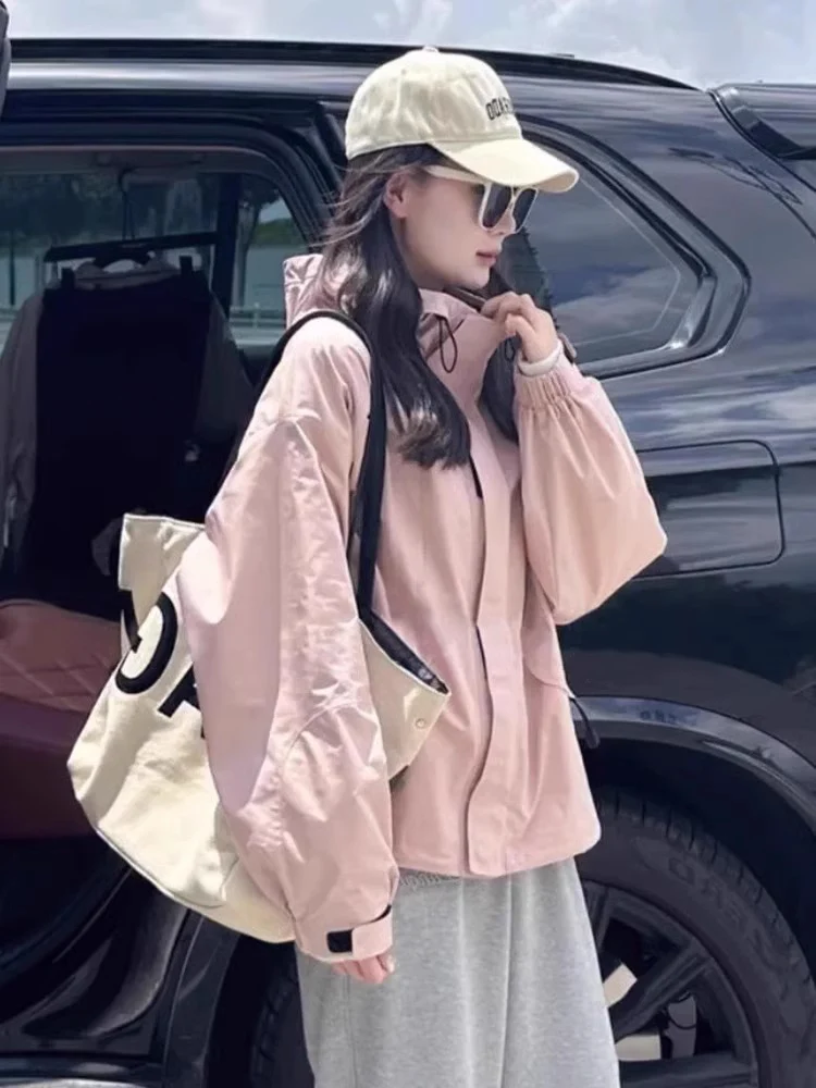 American Sle ort vêtements de travail en plein air Jaet femmes printemps automne ular coupe-vent manteau trajet Sle coupe ample fermeture éclair Cl...