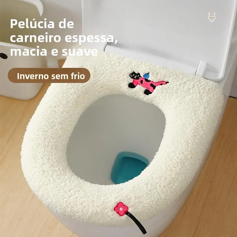 厚みのある防水トイレシートクッション-新2025-家庭用-四季通用-トイレマットカバー-夏用バスルームアクセサリー