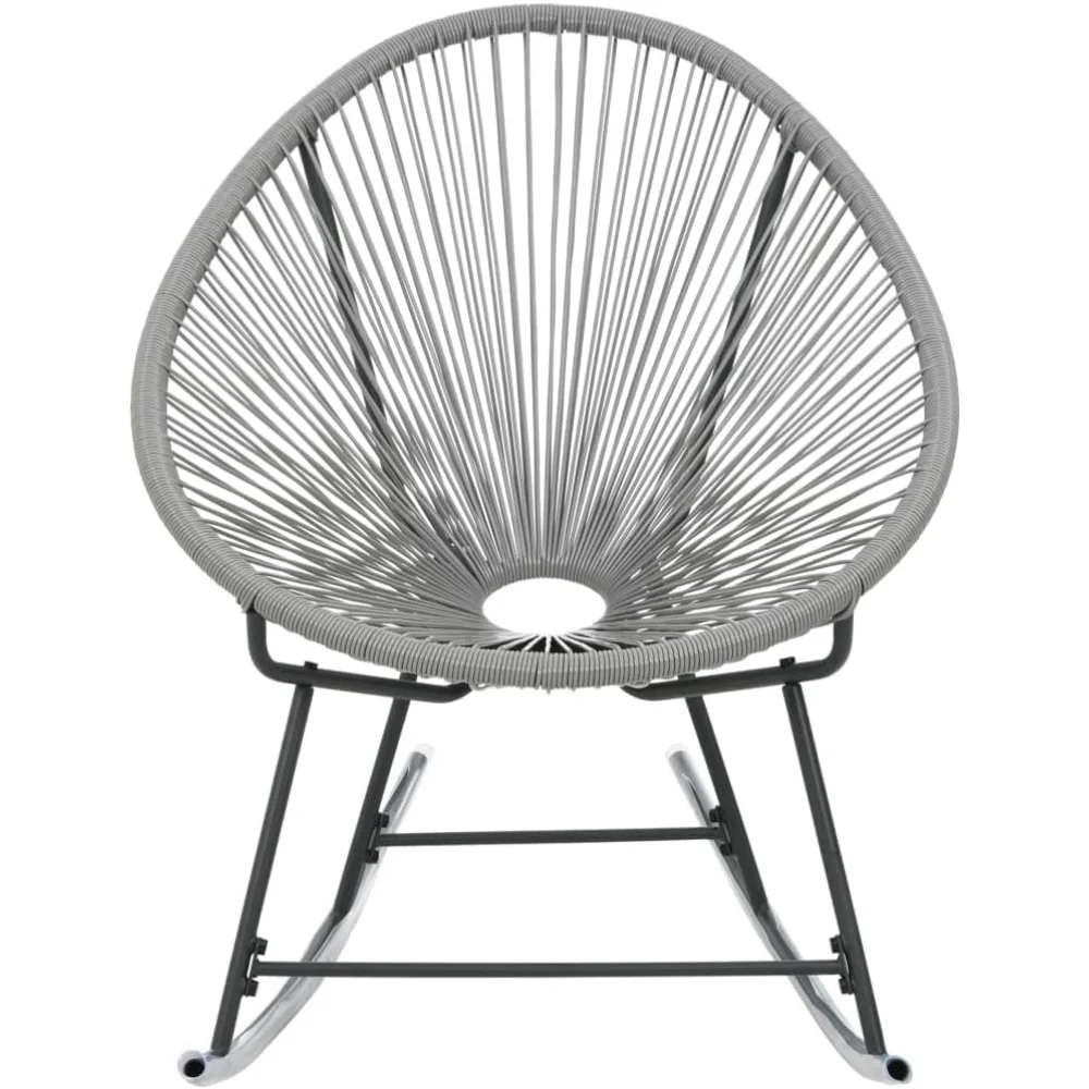 

Outdoor Rocking Moon Chair - Weather-Resistant Gray Poly Rattan Chair