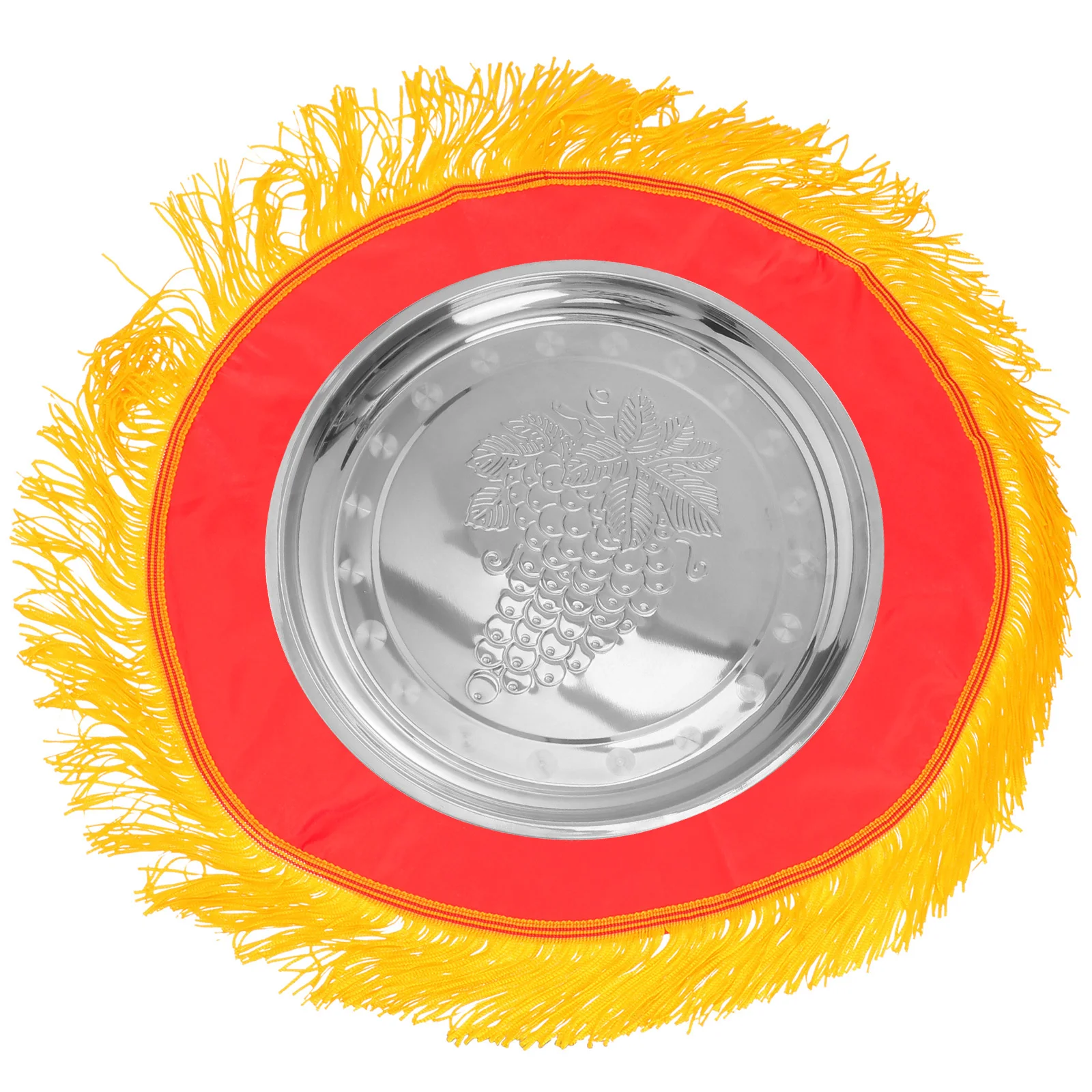 

Stainless Steel Awards Serving Tray Red Cloth Cover Metal Storage Tray Multi Functional Organizer Plate for Ceremonies