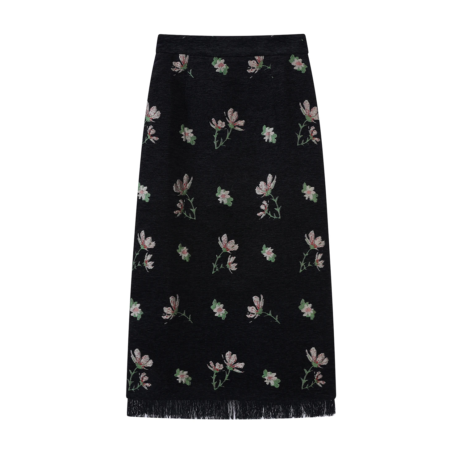 

Осень-зима, бархатные женские юбки трапециевидной формы с цветочным принтом и кисточками, новинка 2025, богемные прямые юбки-футляры с высокой талией, женские