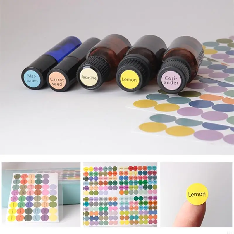 U0DE 192 قطعة/ورقة ملصقات ورقية ملونة عملية للزجاج زجاجات الزيت العطرية غطاء غطاء تسميات فارغة